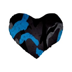 Blue, Abstract, Black, Desenho, Grey Shapes, Texture Standard 16  Premium Heart Shape Cushions by nateshop