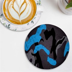 Blue, Abstract, Black, Desenho, Grey Shapes, Texture Uv Print Round Tile Coaster by nateshop