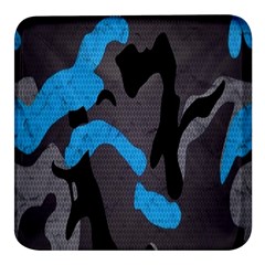 Blue, Abstract, Black, Desenho, Grey Shapes, Texture Square Glass Fridge Magnet (4 Pack)