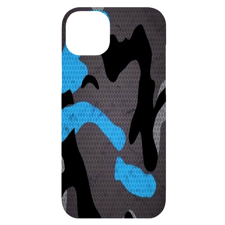 Blue, Abstract, Black, Desenho, Grey Shapes, Texture iPhone 14 Plus Black UV Print Case