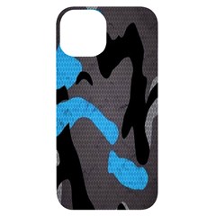 Blue, Abstract, Black, Desenho, Grey Shapes, Texture Iphone 14 Black Uv Print Case by nateshop