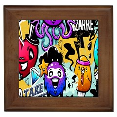 Cartoon Graffiti, Art, Black, Colorful, Wallpaper Framed Tile by nateshop