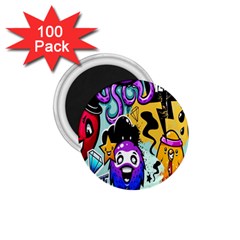 Cartoon Graffiti, Art, Black, Colorful, Wallpaper 1 75  Magnets (100 Pack) 