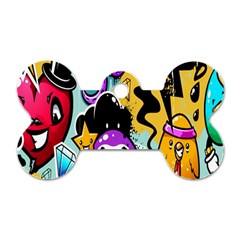 Cartoon Graffiti, Art, Black, Colorful, Wallpaper Dog Tag Bone (one Side) by nateshop