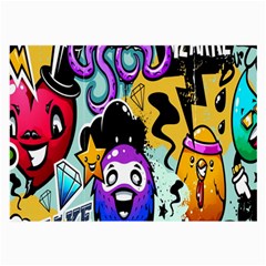 Cartoon Graffiti, Art, Black, Colorful, Wallpaper Large Glasses Cloth (2 Sides) by nateshop