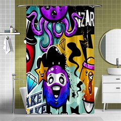 Cartoon Graffiti, Art, Black, Colorful, Wallpaper Shower Curtain 48  X 72  (small)  by nateshop