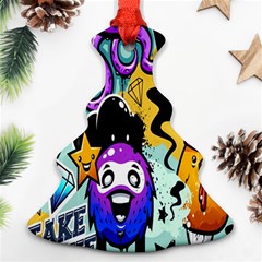 Cartoon Graffiti, Art, Black, Colorful, Wallpaper Christmas Tree Ornament (two Sides) by nateshop