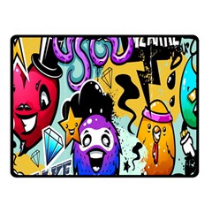 Cartoon Graffiti, Art, Black, Colorful, Wallpaper Two Sides Fleece Blanket (small) by nateshop