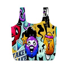 Cartoon Graffiti, Art, Black, Colorful, Wallpaper Full Print Recycle Bag (m) by nateshop