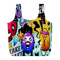 Cartoon Graffiti, Art, Black, Colorful, Wallpaper Full Print Recycle Bag (l) by nateshop