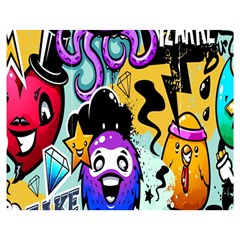 Cartoon Graffiti, Art, Black, Colorful, Wallpaper Two Sides Premium Plush Fleece Blanket (medium) by nateshop