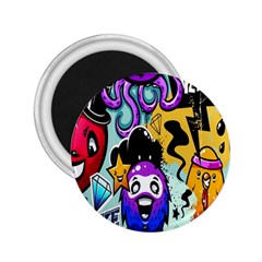 Cartoon Graffiti, Art, Black, Colorful, Wallpaper 2 25  Magnets