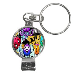 Cartoon Graffiti, Art, Black, Colorful, Wallpaper Nail Clippers Key Chain by nateshop