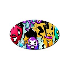 Cartoon Graffiti, Art, Black, Colorful, Wallpaper Sticker Oval (10 Pack) by nateshop