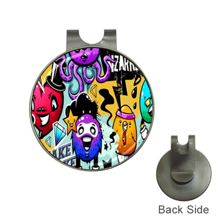 Cartoon Graffiti, Art, Black, Colorful, Wallpaper Hat Clips with Golf Markers