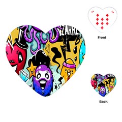 Cartoon Graffiti, Art, Black, Colorful, Wallpaper Playing Cards Single Design (heart) by nateshop