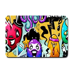 Cartoon Graffiti, Art, Black, Colorful, Wallpaper Small Doormat by nateshop