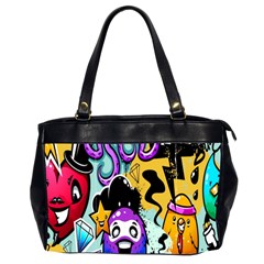 Cartoon Graffiti, Art, Black, Colorful, Wallpaper Oversize Office Handbag (2 Sides) by nateshop