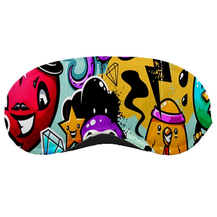 Cartoon Graffiti, Art, Black, Colorful, Wallpaper Sleep Mask