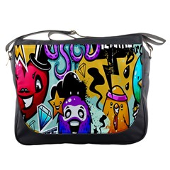 Cartoon Graffiti, Art, Black, Colorful, Wallpaper Messenger Bag by nateshop