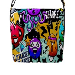 Cartoon Graffiti, Art, Black, Colorful, Wallpaper Flap Closure Messenger Bag (l) by nateshop