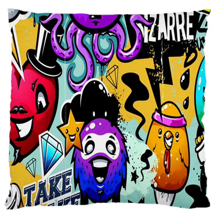 Cartoon Graffiti, Art, Black, Colorful, Wallpaper Large Cushion Case (Two Sides)