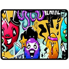 Cartoon Graffiti, Art, Black, Colorful, Wallpaper Two Sides Fleece Blanket (large) by nateshop