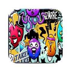 Cartoon Graffiti, Art, Black, Colorful, Wallpaper Square Metal Box (black) by nateshop