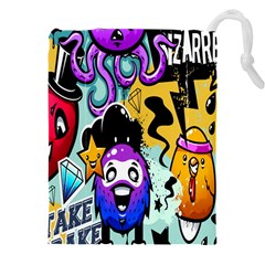 Cartoon Graffiti, Art, Black, Colorful, Wallpaper Drawstring Pouch (4xl) by nateshop