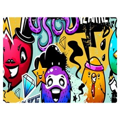 Cartoon Graffiti, Art, Black, Colorful, Wallpaper Premium Plush Fleece Blanket (extra Small) by nateshop