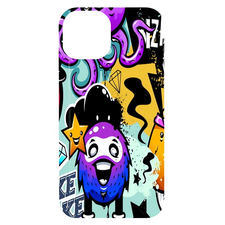 Cartoon Graffiti, Art, Black, Colorful, Wallpaper iPhone 14 Black UV Print Case