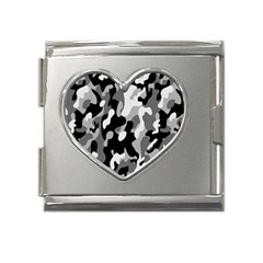 Dark Camouflage, Military Camouflage, Dark Backgrounds Mega Link Heart Italian Charm (18mm) by nateshop