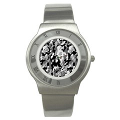 Dark Camouflage, Military Camouflage, Dark Backgrounds Stainless Steel Watch by nateshop