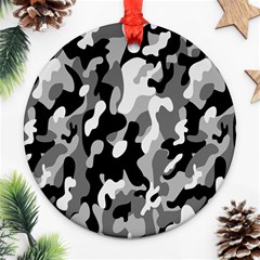 Dark Camouflage, Military Camouflage, Dark Backgrounds Round Ornament (two Sides) by nateshop