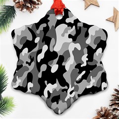 Dark Camouflage, Military Camouflage, Dark Backgrounds Ornament (snowflake) by nateshop