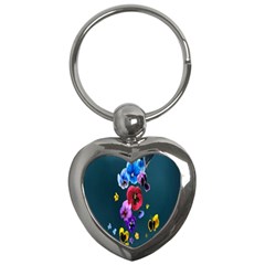 Falling Flowers, Art, Coffee Cup, Colorful, Creative, Cup Key Chain (heart) by nateshop