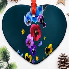 Falling Flowers, Art, Coffee Cup, Colorful, Creative, Cup Ornament (heart) by nateshop