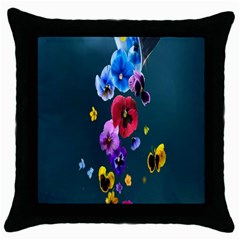 Falling Flowers, Art, Coffee Cup, Colorful, Creative, Cup Throw Pillow Case (black) by nateshop