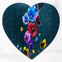 Falling Flowers, Art, Coffee Cup, Colorful, Creative, Cup Jigsaw Puzzle (heart) by nateshop