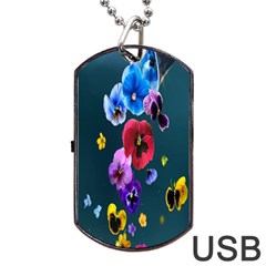 Falling Flowers, Art, Coffee Cup, Colorful, Creative, Cup Dog Tag Usb Flash (one Side)