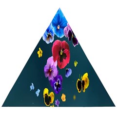 Falling Flowers, Art, Coffee Cup, Colorful, Creative, Cup Wooden Puzzle Triangle by nateshop