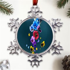 Falling Flowers, Art, Coffee Cup, Colorful, Creative, Cup Metal Large Snowflake Ornament by nateshop