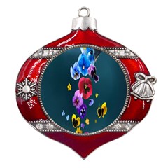 Falling Flowers, Art, Coffee Cup, Colorful, Creative, Cup Metal Snowflake And Bell Red Ornament by nateshop