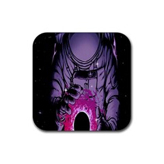 Fingerprint Astro, Amoled, Astronaut, Black, Dark, Oled Rubber Coaster (square) by nateshop