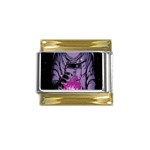 Fingerprint Astro, Amoled, Astronaut, Black, Dark, Oled Gold Trim Italian Charm (9mm) Front