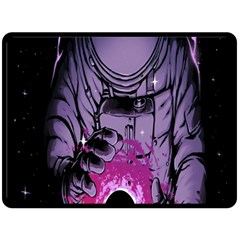 Fingerprint Astro, Amoled, Astronaut, Black, Dark, Oled Two Sides Fleece Blanket (large) by nateshop