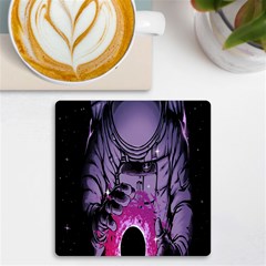 Fingerprint Astro, Amoled, Astronaut, Black, Dark, Oled Uv Print Square Tile Coaster  by nateshop