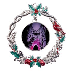 Fingerprint Astro, Amoled, Astronaut, Black, Dark, Oled Metal X mas Wreath Holly Leaf Ornament