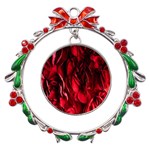 Followers,maroon,rose,roses Metal X mas Wreath Ribbon Ornament Front