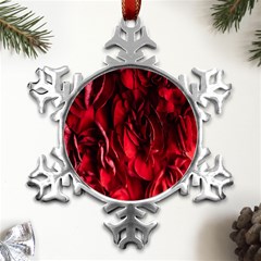 Followers,maroon,rose,roses Metal Small Snowflake Ornament by nateshop